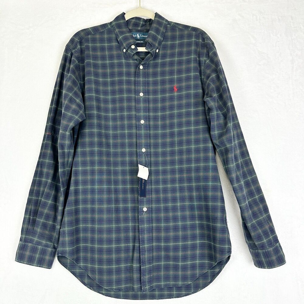 Ralph Lauren Men's Classic Fit Tartan Plaid Oxford Button Down Shirt Medium NWT